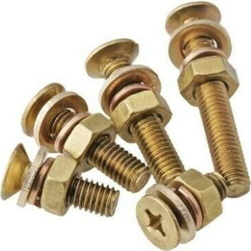 5SETS M3 M4 H62 Brass cross flat head Screws nut flat/spring pad connecting set