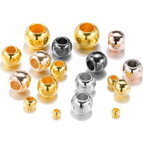100pcs Dia 4 6 8 10 12mm Bail Big Hole Bead Round Loose Spacer Beads For Jewelry Making supplies Diy Accessories CCB(not metal)