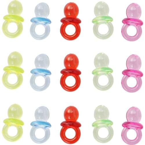 50pcs Mini Acrylic Baby Pacifier Beads For Baby Shower Decorations Feeding Dummy Soother Nipples Boys Girls Kids Favor Gift