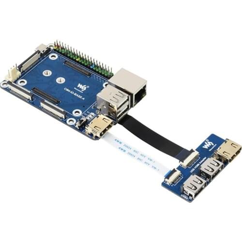 CM4-IO-BASE-A + USB HDMI Adapter, For Raspberry Pi Compute Module 4