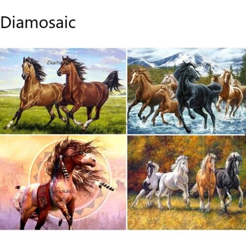 Diamosaic 5D Diamond Painting Full Round Square Drill Embroidery Picture Accessories Animal Horse Paiting Cross Stitch Kit Craft
