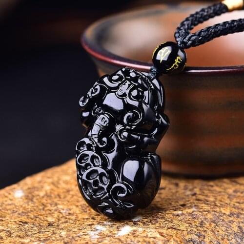 Black Obsidian Stone PiXiu Pendant Necklaces Manual Rope Brave Troops Necklace Fashion Jewelry For Gift Dropship