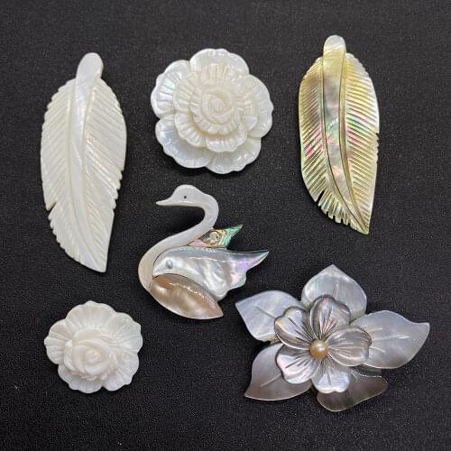 Pearl Shell Swan-shaped Flower-shaped Leaf-shaped Color Pendant, Used for DIY Necklace and Bracelet Accessories