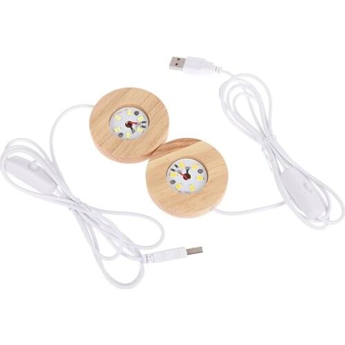 Handmade Resin Art Wood LED Light Dispaly Base Crystal Glass Resin Art Ornament Wooden Night Lighted Base Stand Crafts