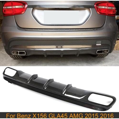 Car Rear Bumper Diffuser Lip for Mercedes Benz GLA Class X156 GLA45 AMG 2015 2016 Rear Diffuser Lip Spoiler Carbon Fiber / FRP