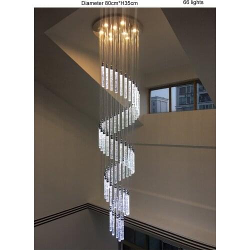 Spiral Chandelier Lights Lighting Stairway Lamp for Hotel Hall Indoor Home Suspension Lamp LED Crystal Chandeliers Lighting