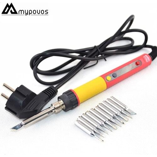 E60W E90W E110W Digital Display Adjustable Temperature Electric Iron Temperature Control Soldering Iron Welding Repair +10 Tips