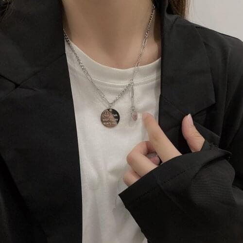 Smiley Face Necklace Personalised Titanium Steel Non-fading Niche Design Pendant Male and Female Tide Accessories