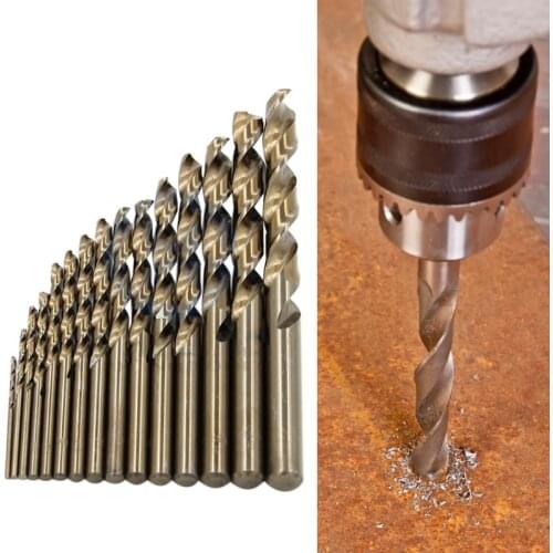 15Pcs 1.5mm-10mm Cobalt High Speed Steel Twist Drill Bits M35 Steel Punch Tools