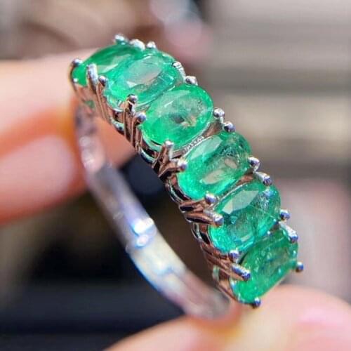 Per jewelry Natural real emerald oval style ring Free shipping 0.25ct *5pcs gemstone 925 sterling silver Fine jewelry Q204164