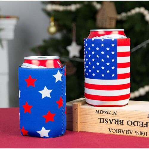 Bottle Covers Independence Day American Flag Print Party Can Cooler Sleeves Holiday Decoration