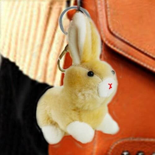 Lovely Pendant 11cm plush simulation rabbit Bunny Simple generous shape Keychain decoration soft doll friends christmas gift
