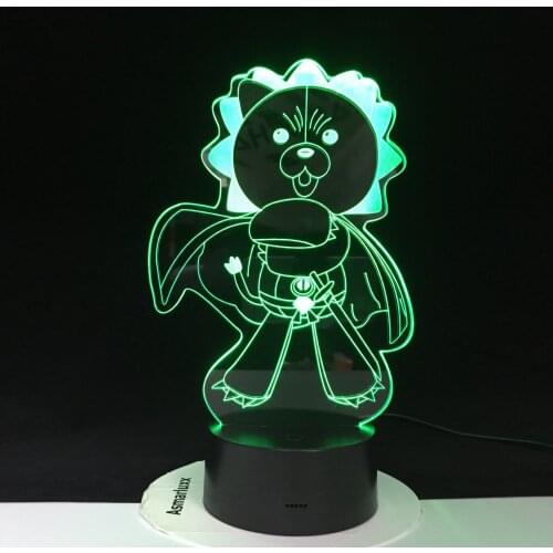 Cartoon 3D LED Angry Bear Lamp7 Color Changings USB Nightlight Bedside Optical Touch Remote Light Childs Favorite