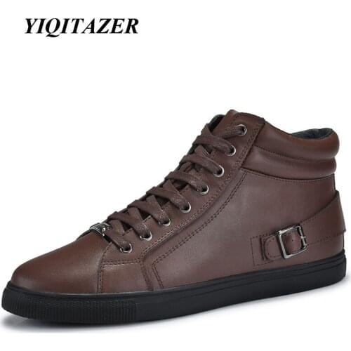 YIQITAZER 2017 New Arrival Boots Winter Men Shoes,Genuine Leather Shoes Mens Ankle Motorcycle Amry Boots Man Plus Size 45 46 47