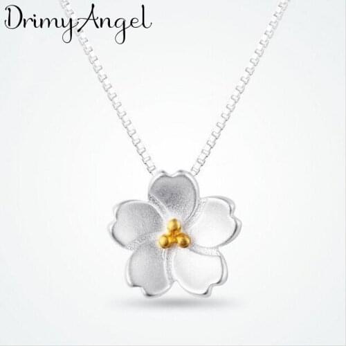 New Trendy Silver Color Cheery Flower Necklaces for Women Jewelry Statement Necklaces Party Gifts