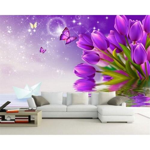 Beibehang Custom wallpaper tattoo tulips background 3D living room bedroom TV background mural 3D wallpaper papel de parede