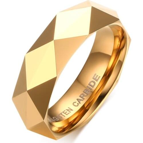 Multi-faceted Alliances 100% tungsten carbide wedding band couple rings set for men women Gift Gold Color