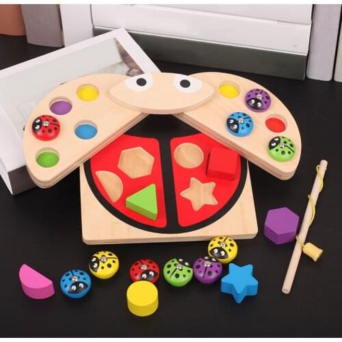 Montessori Educational Wooden Toys Fish Wooden Magnetic Fishing Toy Set Fish Game Educational Fishing Toy Child Birthday Gift