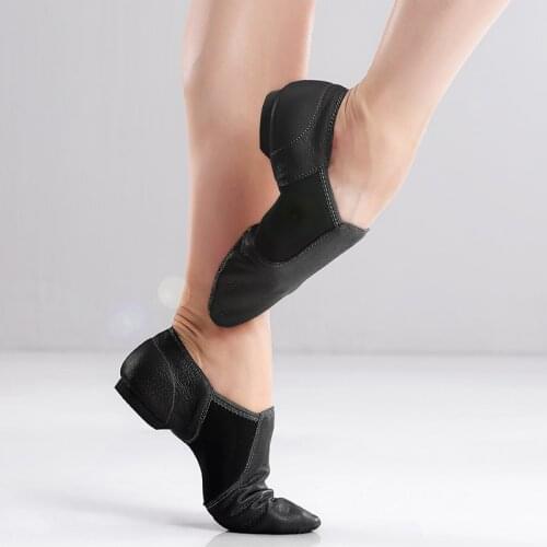 Jazz Shoes Kids Women Leather Dance Shoes Slip on Jazz Sneakers Black Brown for Kids Adult