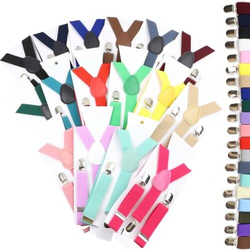 Colorful Kids Elastic Leather Suspenders Braces Child Yellow Blue Pink Adjustable Straps For Party Suit Skirt Accessories Gift