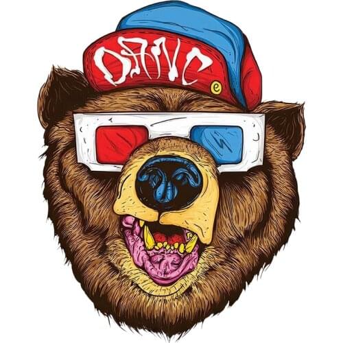 Coolest Bear with Glasses Vinyl Car Stickers Bumper Window Motorcycle Decal Waterproof Accessories