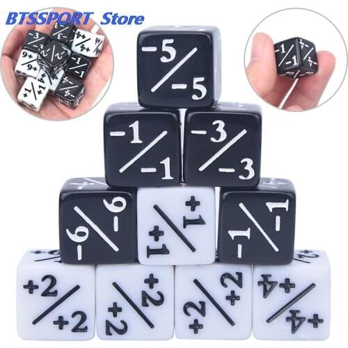 10Pcs/Set Dice Counters 5 Positive +1/+1 & 5 Negative -1/-1 For Magic The Gathering Table Game Funny Dice