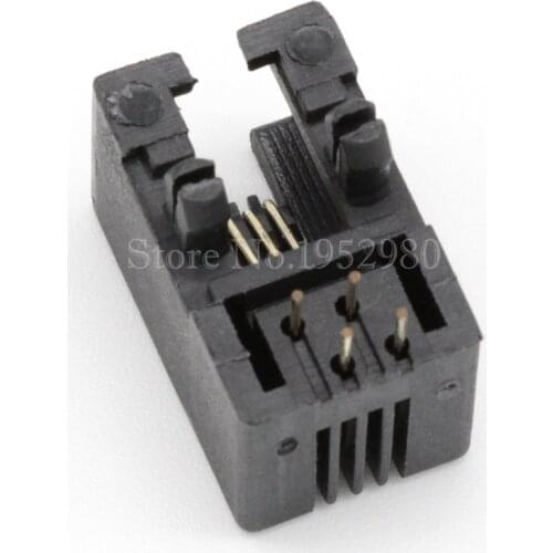 20PCS/LOT RJ11 Female Network Socket 4P4C Modular Jack Connector Plastic Black 53A