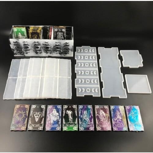 DIY Tarot Cards Epoxy Resin Molds with Box Mold Tarot Cards Resin Molds Cards Molds Large Tarot Silicone Molds Game Decoration