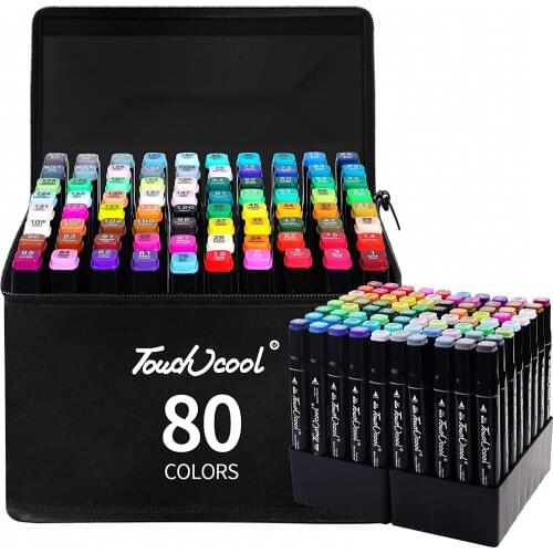 80 Colors Alcohol Marker Newly Upgraded Marker Set with Black Base for Coloring and Illustration Graffiti and Sketch