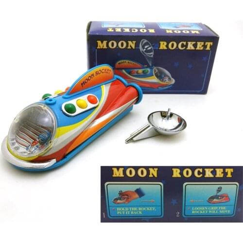 Vintage Retro Moon Rocket Tin toys Classic Clockwork Wind Up Collection Tin Toy For Adult Kids Collectible Gift