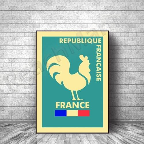Vintage French Stamp Poster Paris Art Nouveau Le Coq Print Art Deco Canvas Poster