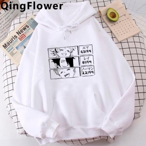 Japanese Anime The Promised Neverland Funny Cartoon Hoodies Men Unisex Winter Casual Streetwear Sweatshirt Graphic Hoody Male