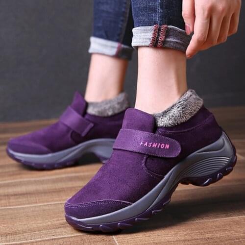 Height Increasing Women Shoes Purple Fashion Platform Sneakers Fur Warm Sapato Feminino Sport Footwear Run Winter Ladies Shoes