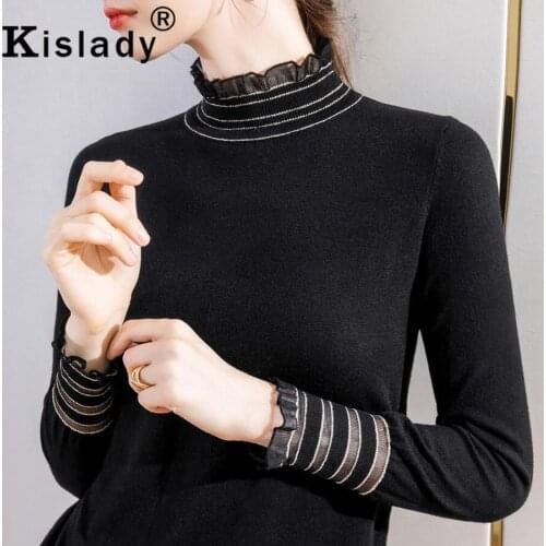 Autumn Winter New Women Ruffled Patchwork Shirts Sexy Lace Harajuku Fashion Shirt Korean OL Butterfly Sleeve Tops Gothic Clothes