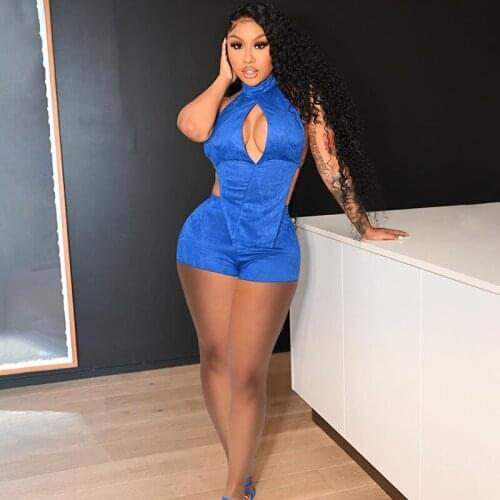 TNNAOFF Solid Velvet 2 Piece Set for Women Sleeveless Hollow Out Bandage Tank Summer Sexy Biker Shorts Lounge Wear Matching Sets