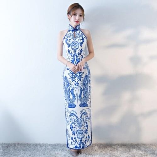 Vintage Chinese Style Cheongsam Wedding Dress Womens Sleeveless Long Gown Qipao Party Evening Dress Retro Clothes Vestido S-XXXL