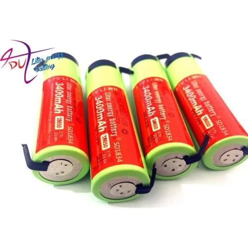 100% New Original 2PCS NCR18650B 3.7V 3400MAH 18650 Lithium Rechargeable Battery Welding Nickel Sheet batteries