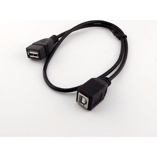 2pcs USB 2.0 A Female to USB B Female Scanner Printer Extension Adapter Cable 50cm
