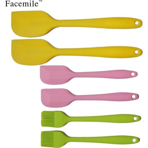 2017 New6pcs/set Silicone Spatula Head Resistant Kitchen Utensils,Non-stick Baking Pastry Spatulas Fondant Cake Decorating Tools