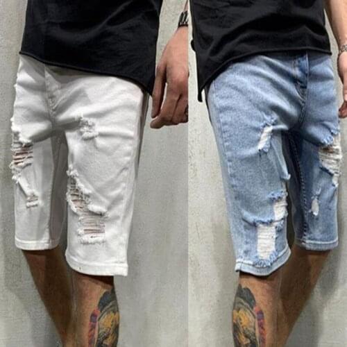 2021 Summer New Fashion Casual Slim Fit Mens Stretch Short Jeans High Quality Elastic Denim Mid Waist Shorts