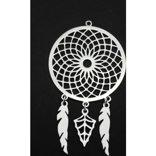 3pcs/lot 100% Stainless Steel 63x35mm Dream Catcher Boho DIY Charm Earring Finding Wholesale Geometric Never Fade Necklace