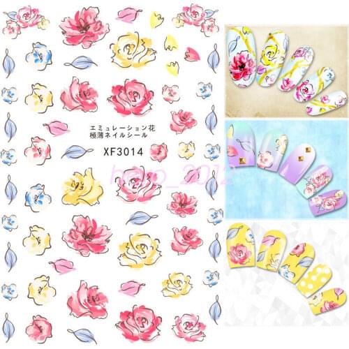 3D Nail Stickers Floral Flower Leaf Spring and Summer Design Water Transfer Paper Decal Manicure Art DIY Decoration