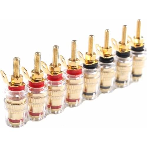 8pcs/lot 42MM Gold Plated Speaker Terminal Binding Post Amplifier Connector Suitable For 4mm Banana Plug