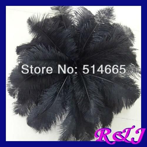 EMS Free shipping 100PCS/LOT BLACK Ostrich drab feather 16-18" 40-45cm for wedding centerpieces