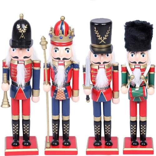 Large Nutcracker Puppet Christmas Ornaments Desktop Decoration Cartoons Drawing Walnuts Soldiers Band Dolls Kids Gift 30cm
