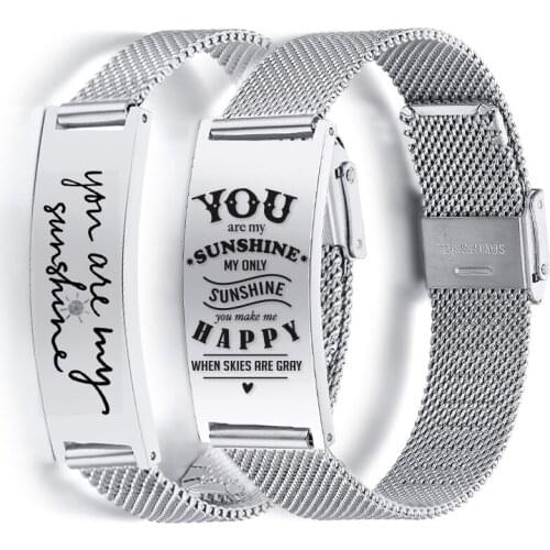 Couple Bracelet Stainless Steel Mesh Watch Bands Wrsitband Personalized Hold Me Guide Me Adjustable Best Friend Matching Gift
