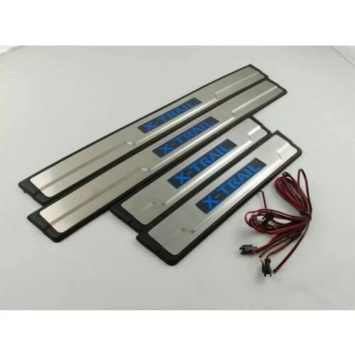 Car Door Sill Cover With LED Light Strip For Nissan X-Trail XTrail 2014-2016 2017 2018 Welcome Pedal Trim Car-Styling Accessory