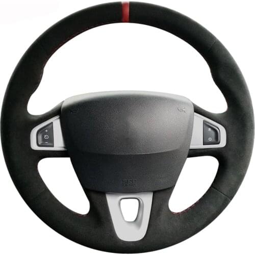 Black Suede Car Steering Wheel Cover For Renault Scenic (Grand Scenic) 2009-2016 Kangoo 2014 2015 2016 2017 2018 2019