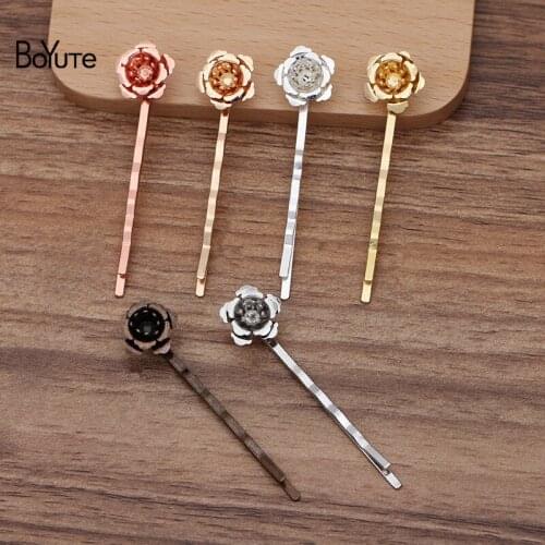 BoYuTe Custom Made (200 Pieces/Lot) 15*7MM Flower Hairpins Factory Supply Vintage Hair Accessories Materials