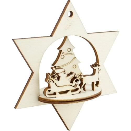 HLO 2021 Decorative Wooden Christmas Pine Tree Santa Claus Easily Paintable Disassembled Paint In Different Colors And Patterns